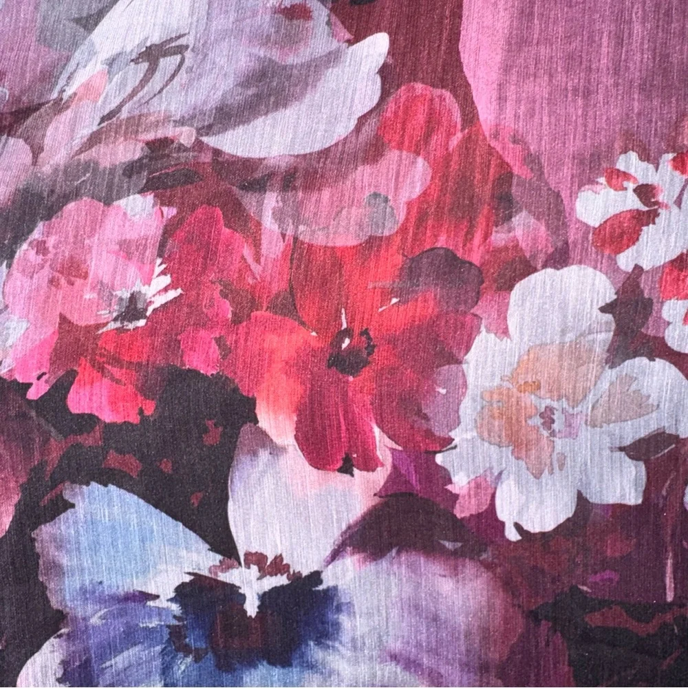 CJ Banks Purple Floral ruffle button down long sleeve Blouse top 1x NWT - Picture 12 of 16